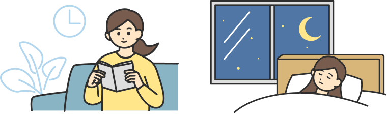 家でリフレッシュするイラスト